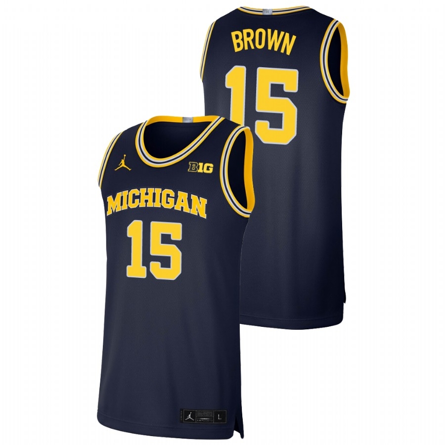 Michigan Wolverines Men's NCAA Chaundee Brown #15 Navy Limited College Basketball Jersey QDG6449MM